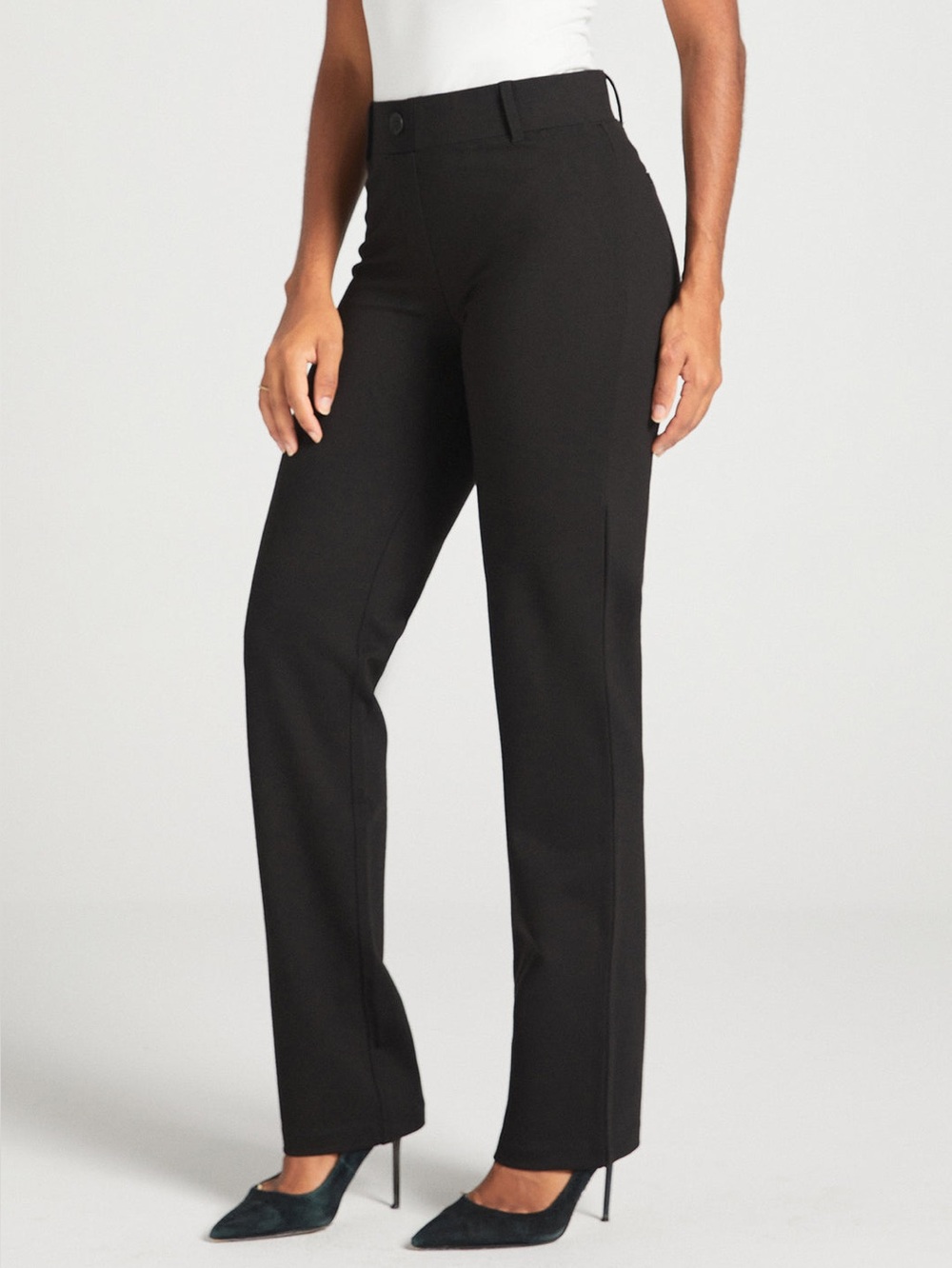 Betabrand Black Pull-On Dress Yoga Pants Straight-Leg Pants XL